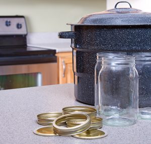 kitchen tools and equipment - canning jars and canning pot
