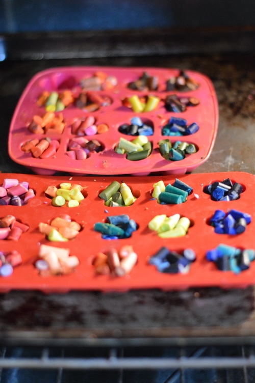 broken crayons in shaped molds