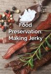 Cutting board with salt, pepper, spices and dried meat