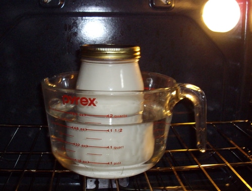 Yogurt cooking in the oven