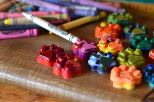 Every August parents of preschoolers and elementary students buy a box of crayons. Last year's crayons are half used and broken, lying in the kitchen drawer or a box, neglected, but not useless. Don't throw them out. Crayons are made with parafin wax and lab created pigments. They are petroleum products. They never break down in the landfill. They aren't biodegradable.