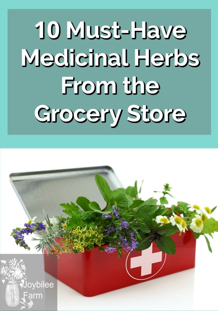 A red first aid kit with herbs and flowers inside
