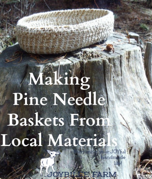 Making pine needle baskets from local materials small