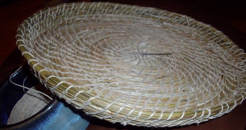 pine needle basket progress