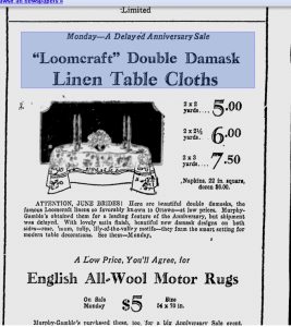 Loomcraft Irish Linen Ad 1930