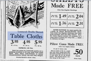 Loomcraft Irish Linen Ad 1939