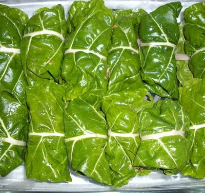 Gorgeous green Swiss chard stuffed rolls
