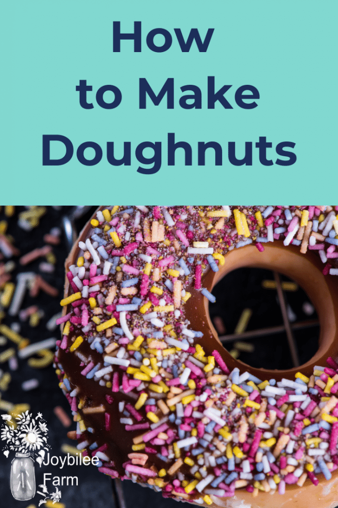A chocolate glazed doughnut with colorful sprinkles