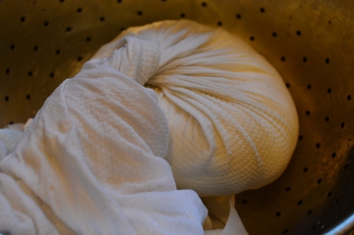Mizithra Cheese ready to hang