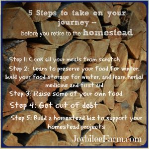 Stacked firewood with 5 steps overlaid for homesteading