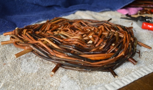 Basket weaving - Willow basket making in progress