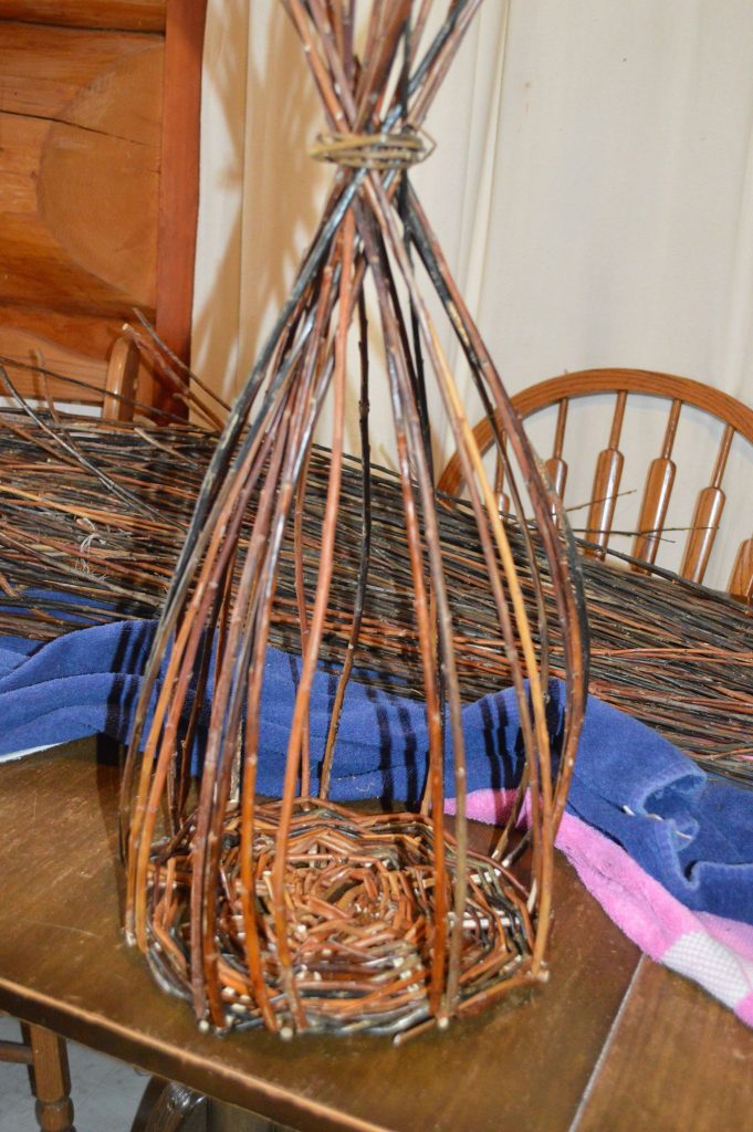 Willow basket making in progress 