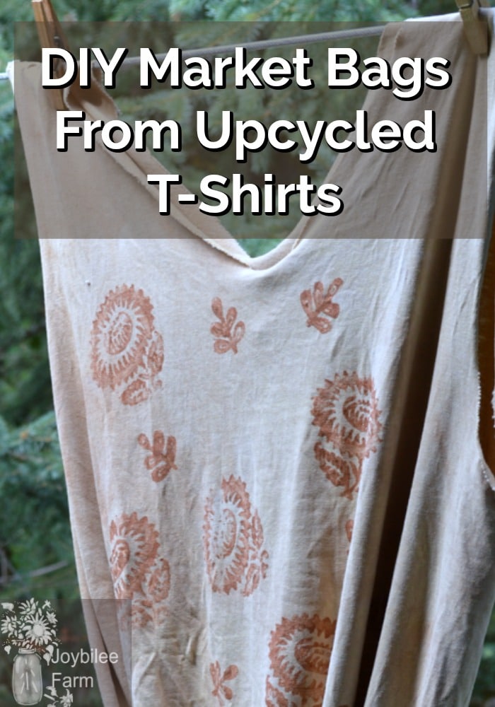 A t-shirt bag with homemade dye designs