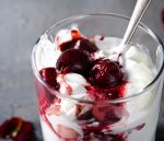 Close up of a cherry fool dessert