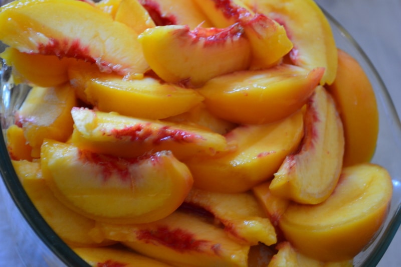 Fresh sliced peaches
