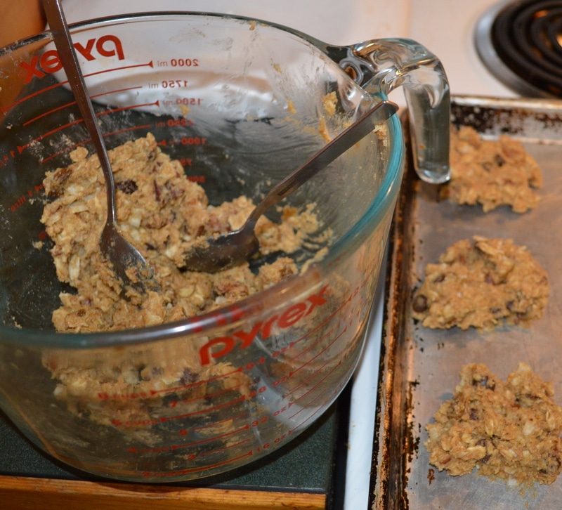Trail mix cookies mixing