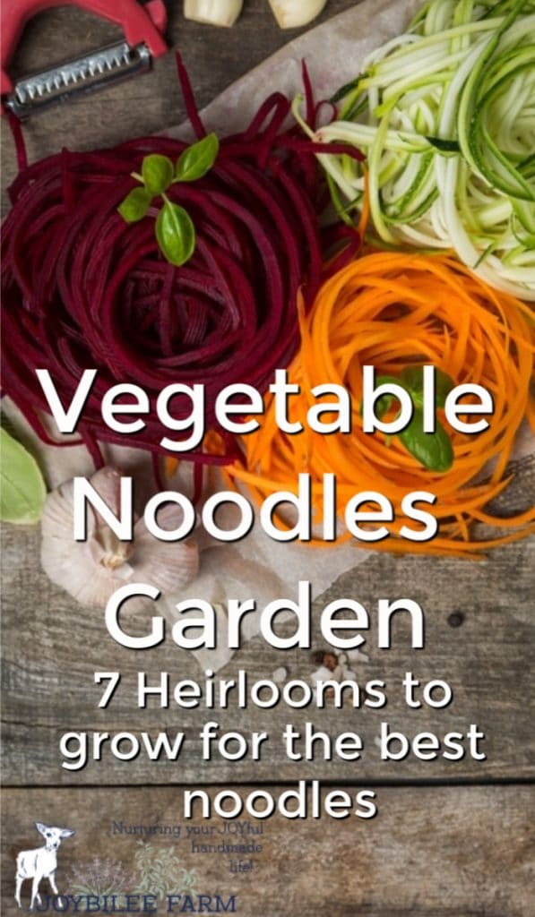 purple green and red vegetables cut into strips like noodles