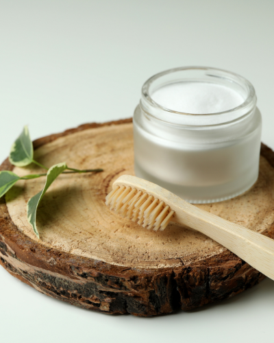 tooth powder with a tooth brush