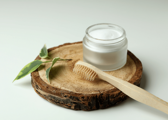 tooth powder with a tooth brush