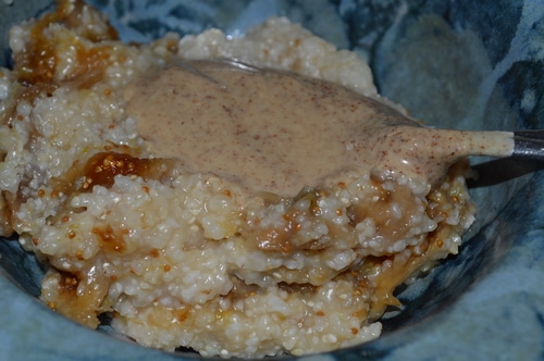 Gluten free cereal with figs and almond butter