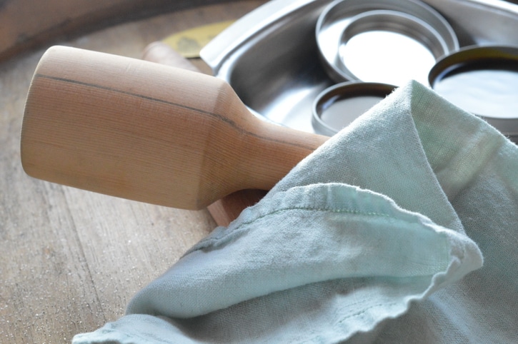 Beeswax wood polish on a cloth