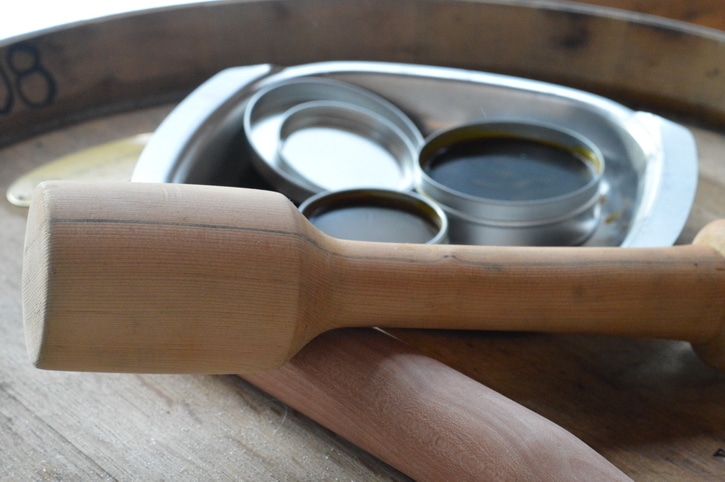 Beeswax wood polish on a cloth