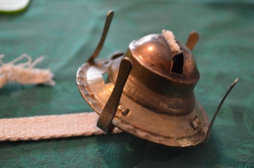 antique oil lamp - setting the wick