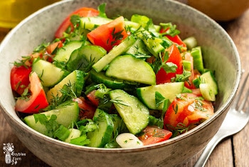 Israeli Salad Recipe with Fresh Lemon-Mint Dressing