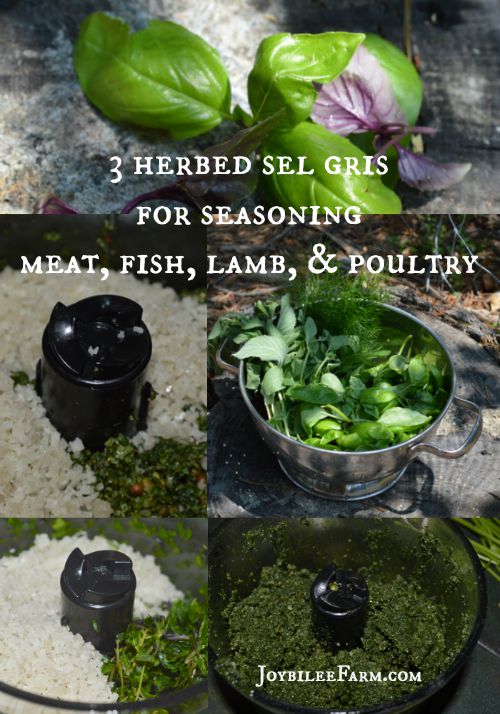 Photo collage of making herb salt