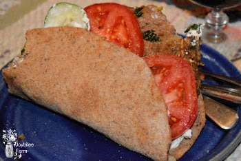Lamburgers with Hummus and Tzatziki on Pita