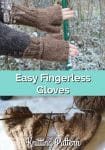 Hands with fingerless gloves and gloves being knitted