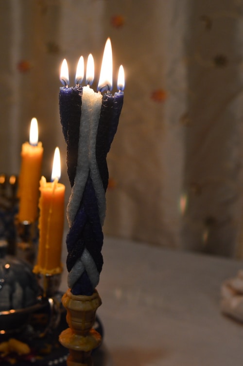 candle on family table at home