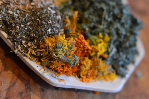 I picked these herbs because I can easily grow them in my zone 3 climate (except ginger which I can buy at the grocery store. There is nothing magical about these specific herbs except that they are local to me. It frustrates me when an herbal recipe calls for exotic ingredients but a common local herb would have sufficed. So use this recipe as a guide for your own herbal alchemy.