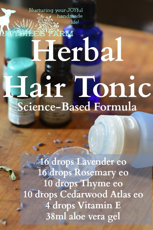 In this Scottish study the essential oils were used with carrier oils. Patients self-administered the herbal hair loss treatment, massaging the essential oil treatment into the scalp for a minimum of 2 minutes. “The active group received the essential oils: Thyme vulgaris (2 drops, 88 mg), Lavandula agustifolia (3 drops, 108 mg), Rosmarinus officinalis (3 drops, 114 mg), and Cedrus atlantica (2 drops, 94 mg). These oils were mixed in a carrier oil, which was a combination of jojoba, 3 mL, and grapeseed, 20 mL, oils.”[2] Then they wrapped their heads in a warm towel to increase circulation to the scalp. In this double blind study, 44% of those treated with the essential oils saw improvement in hair regrowth over a 7 month period.