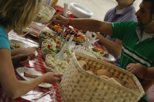 people at a potluck