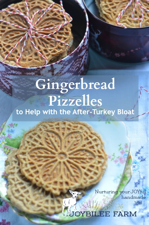 Ginger is a prime digestive. It stokes the inner fire and warms up sluggish digestion, which makes you feel better. Ginger pizzelles are good for upset stomachs and nausea, too. Or just enjoy them as a light snack at any time of day.