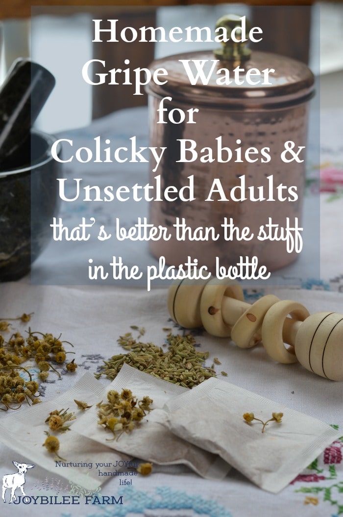 For those times when normal soothing and rocking doesn’t calm baby down you can make this DIY Gripe Water. Make it fresh as you need it.