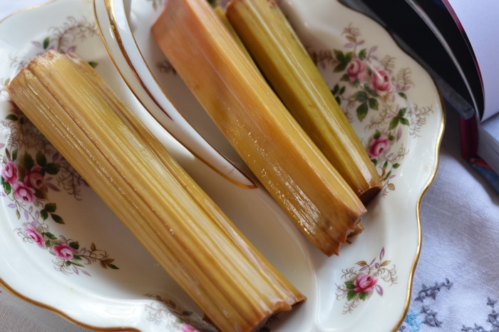 Fermented rhubarb pickles are ready in 5 to 7 days. Leave them for a month and the flavours will merge into a tart-sweet delight. They’ll keep in the fridge for a year, so go ahead and make a few jars while the rhubarb is at its peak of ripeness.