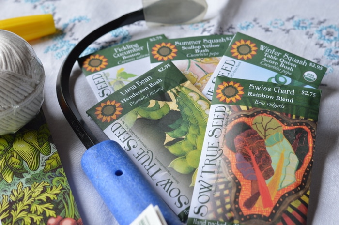 plant seeds in packages on the table