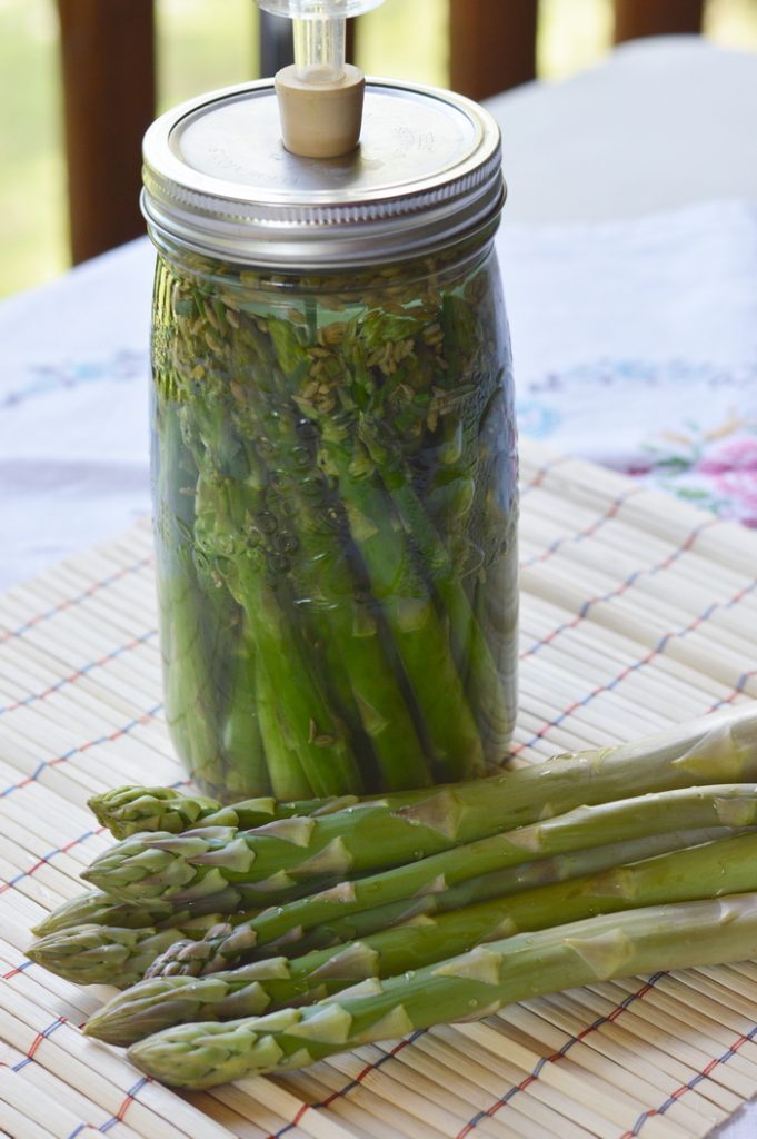 Jar of pickled asparagus