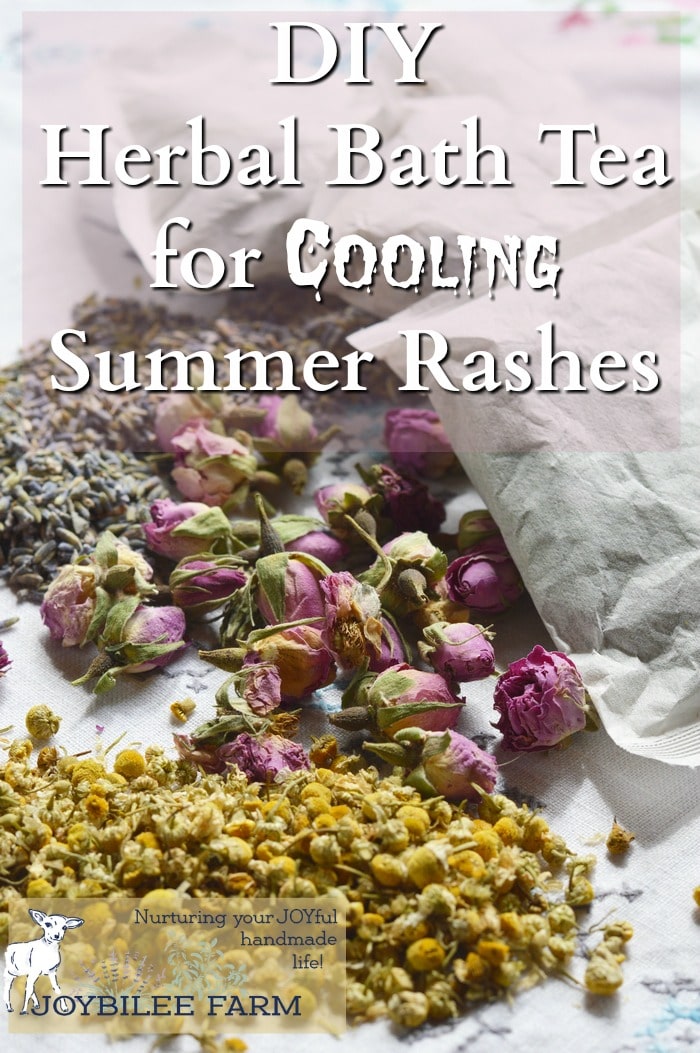 Herbal bath tea soothes and cools summer skin rashes, bites, and minor sun burns, while it calms and relaxes. You can make it in minutes from the herbs in your garden. This DIY herbal bath tea project makes a lovely and unique gift for those who could use a little spa time in their hectic schedule. Bring the healing power of herbs to your bathing rituals.