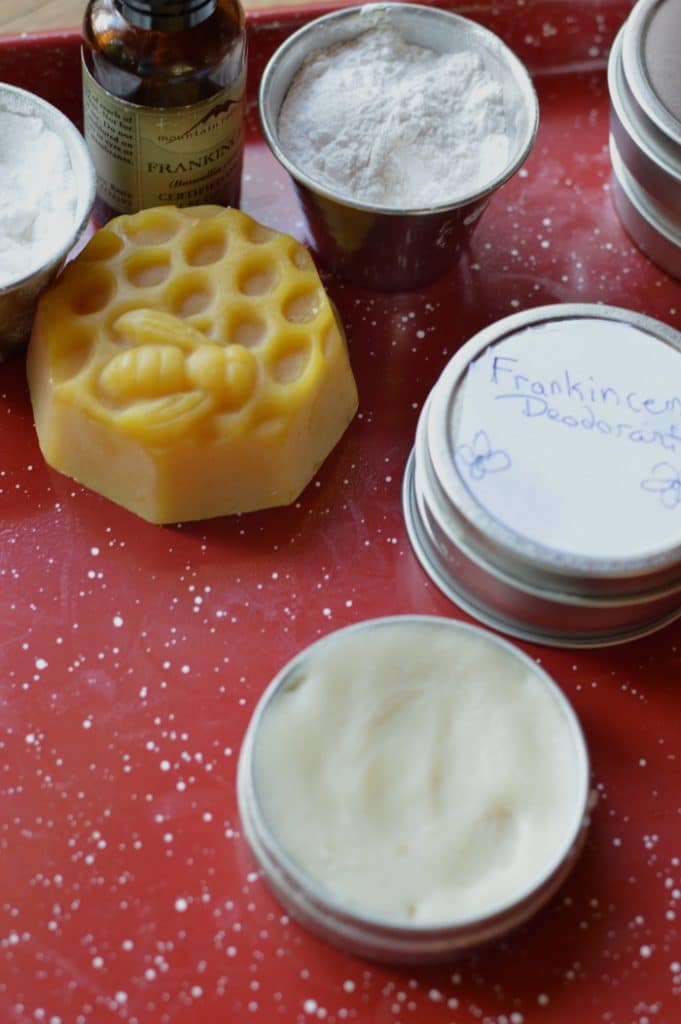 You can make DIY natural deodorant in just 15 minutes and have a gentle and safe solution for body odor and sweat. Frankincense is anti-inflammatory, antibacterial, and antifungal, while being gentle on the skin. It is a first rate essential oil to use near the breasts and lymph nodes with recognized anti-tumor and lymphatic benefits.