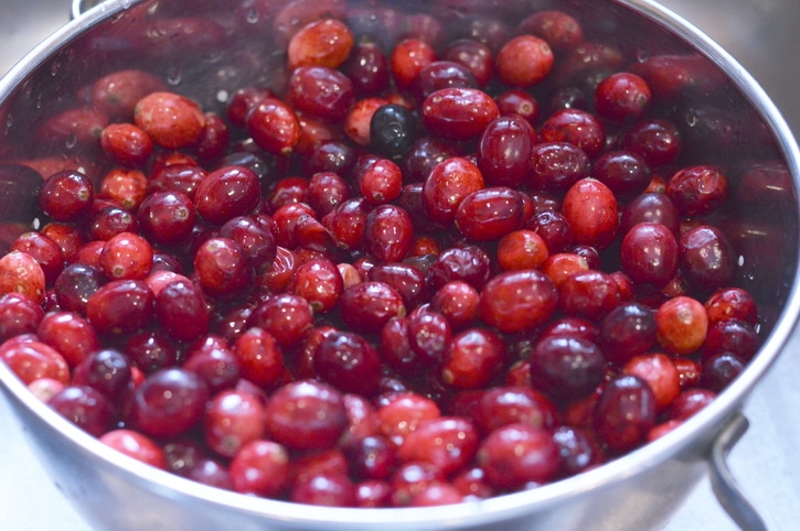 Raw red cranberries