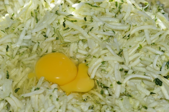 shredded zucchini and eggs