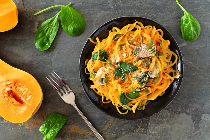 Sesame veggie noodles are easy to make with the bountiful harvest of autumn.  Zucchini noodles are not the only option though.  Carrots, beets, parsnips, yams, winter squash, and so many other vegetables are well suited to this recipe.