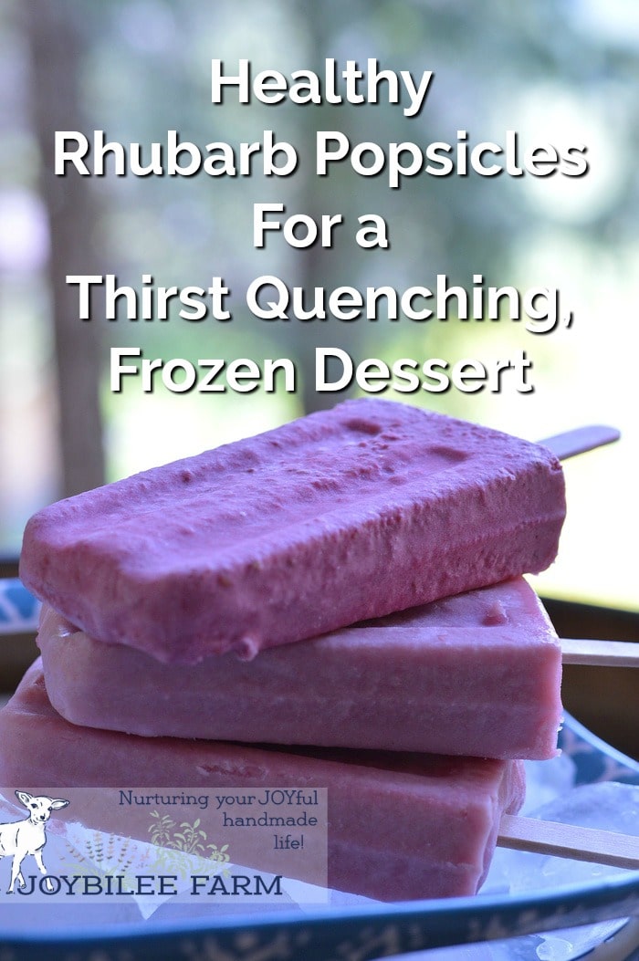 rhubarb popsicles on a plate