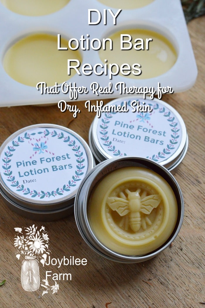 Homemade lotion bar in molds and tin containers