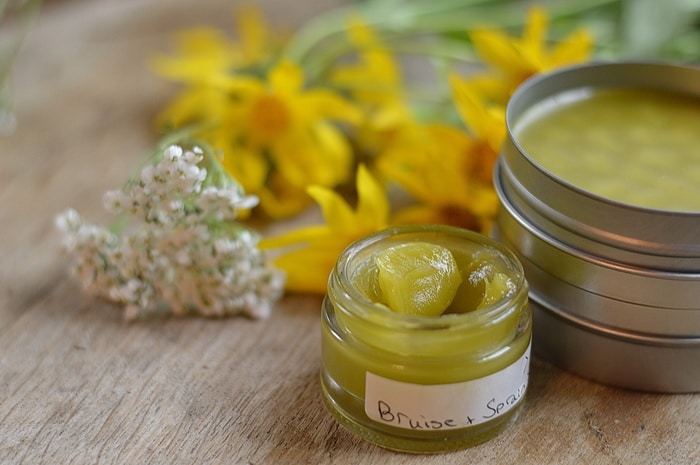 jar of arnica and yarrow bruise cream