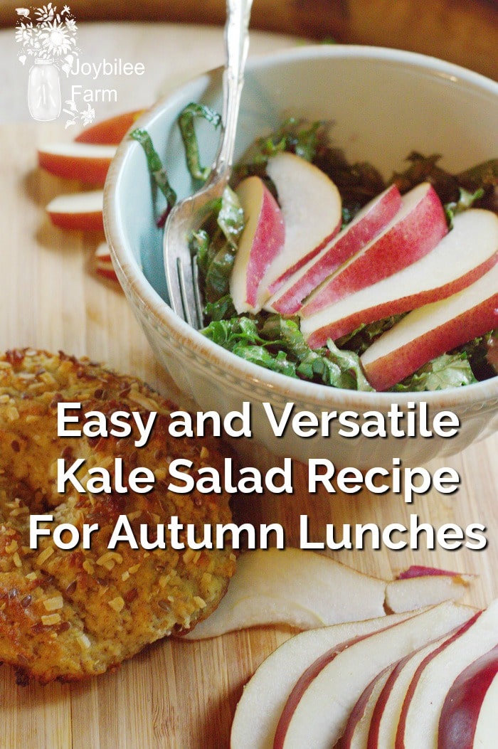 This seasonal kale salad recipe is easy and versatile, using whatever fruit and nuts you have have on hand, while delivering all the flavor, along with Kale's superfood status.  This salad puts your garden kale to good use, maximizing nutrition, flavor, and thrift.   