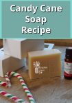 homemade candy cane soap by candy canes and a bottle of candy cane essential oil